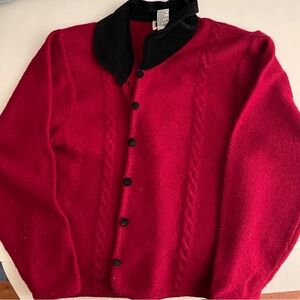 Red Button-Up Women’s Sweater